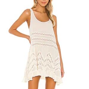Free People Voile and Lace Trapeze Slip Dress Tea Combo Ivory Tank